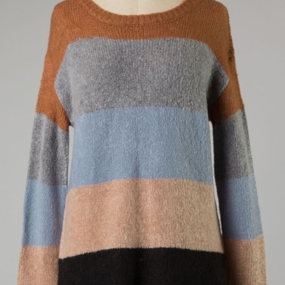 NWT Striped Soft Color-block Crewneck Sweater - Picture 8 of 9